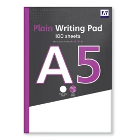 A5 Plain Writing Pad - 100 Sheets Blank Pages Notes Doodling Sketching Jotting Down Ideas School Office Supplies