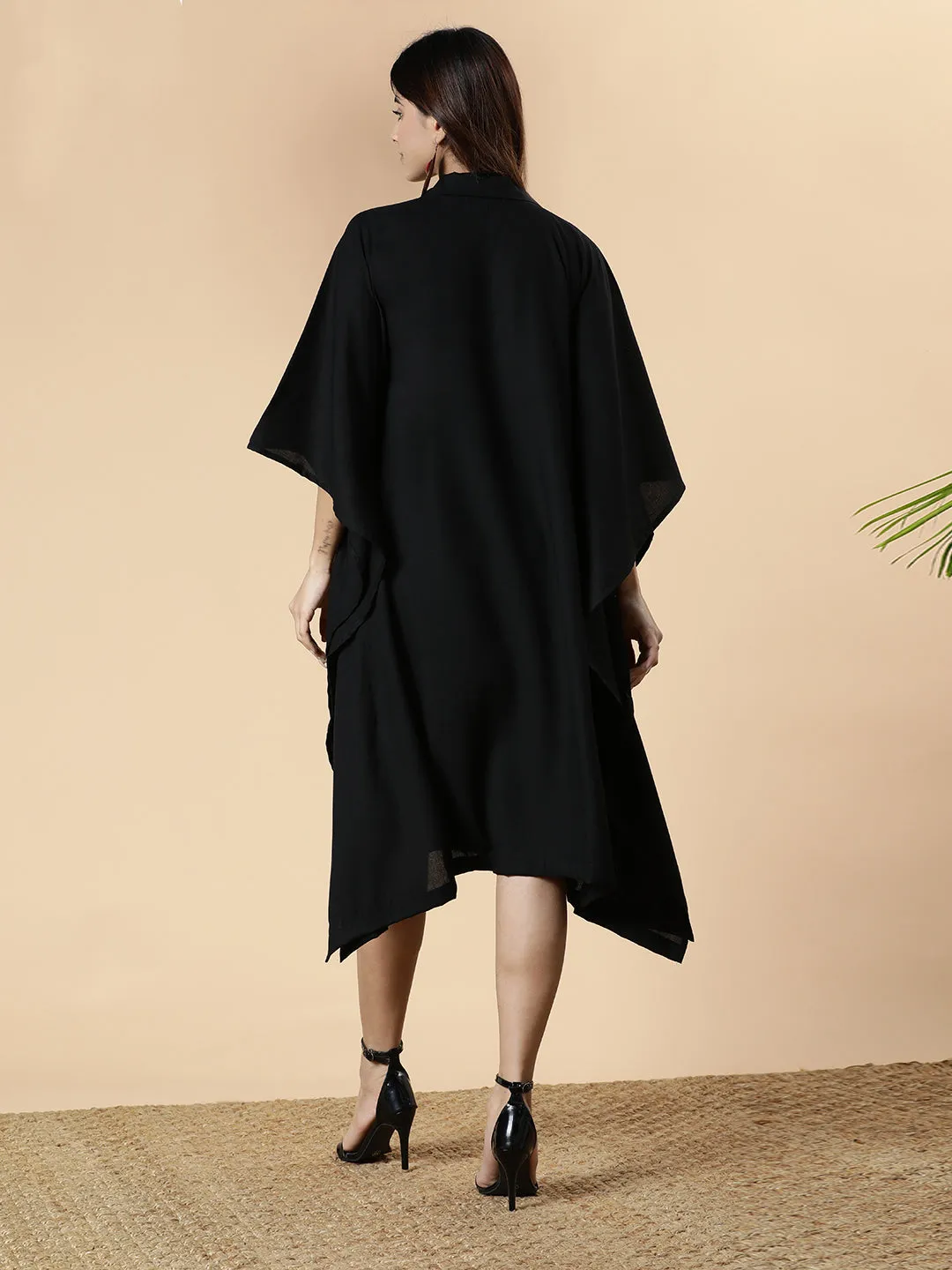 Black Rayon Shirt-Kaftan - Alluring