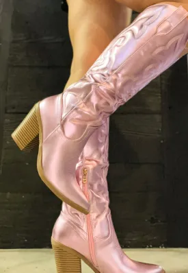 Bubblegum Pink Metallic Cowgirl Boots