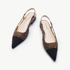 Cap-Toe Prints Slingback Flats (Freya) Leopard