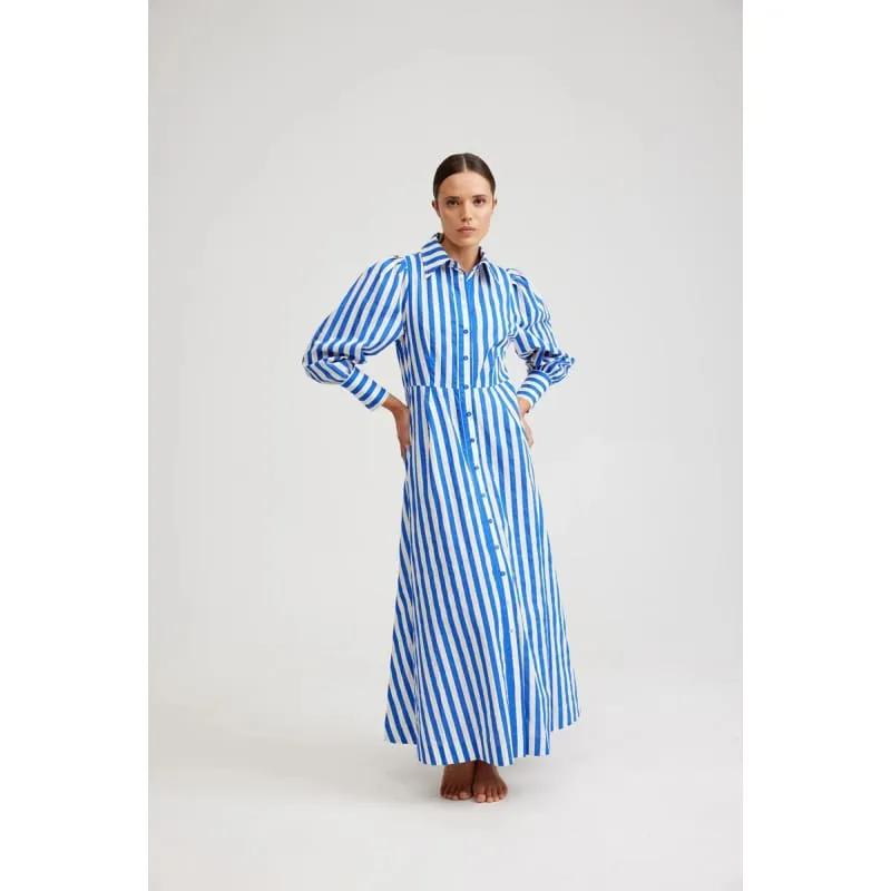 Elle Dress | Sapphire & Milk Stripe