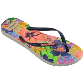 Havaianas Womens Slim Floral Neon Sandal White