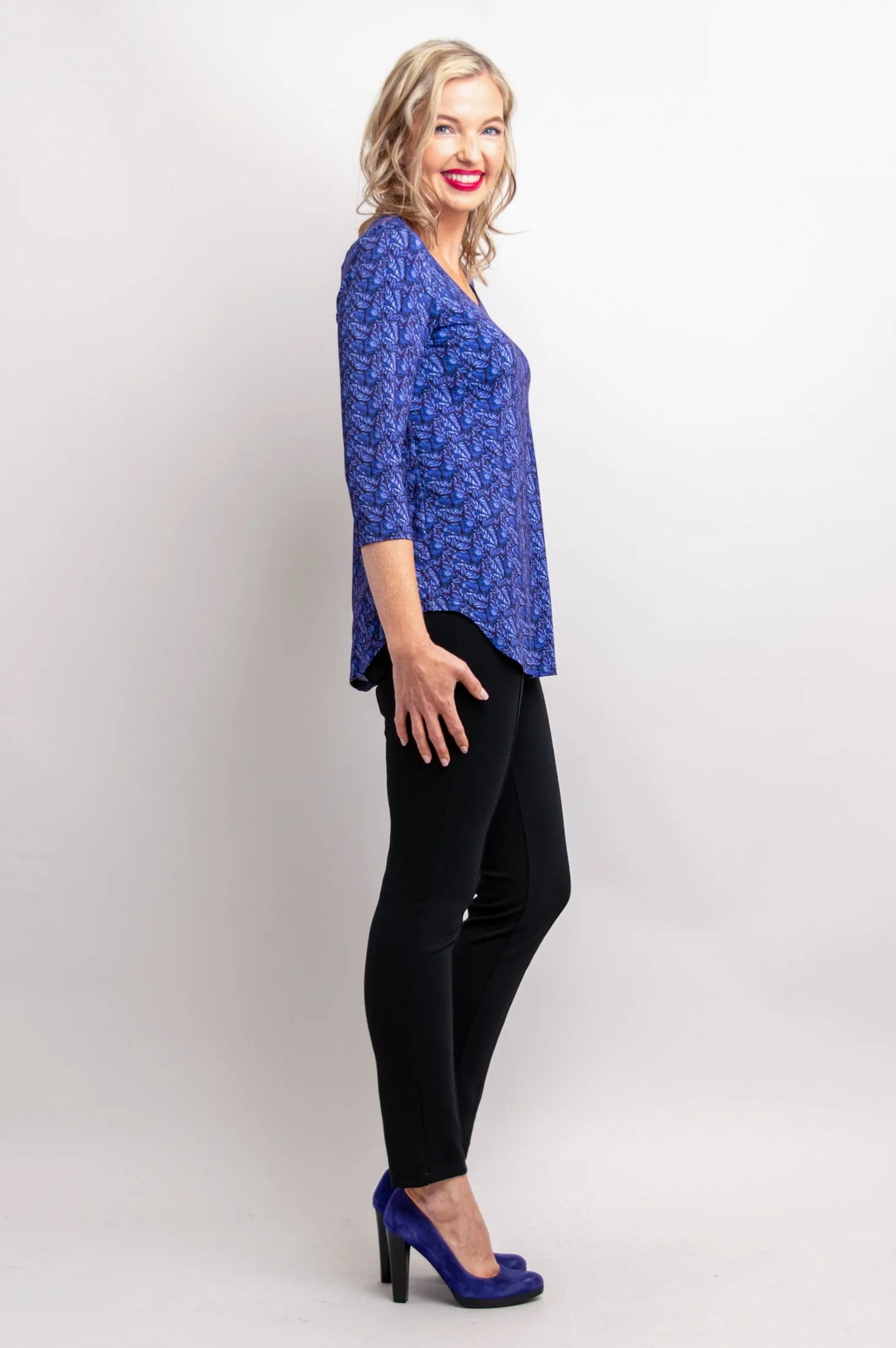 Jazz 3/4 Top, Midnight Leaves, Bamboo - Final Sale