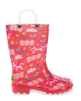 Kids Farm Friends Lighted Rain Boot - Hot Pink