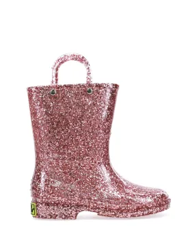 Kids Glitter Rain Boot - Rose Gold