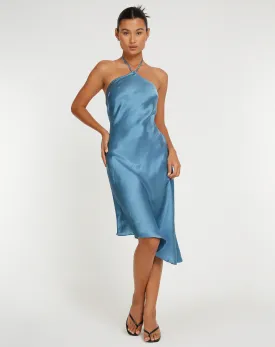 Kimora Midi Dress in Satin Slate