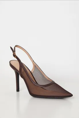 Lynn Brown Mesh Slingback Heel