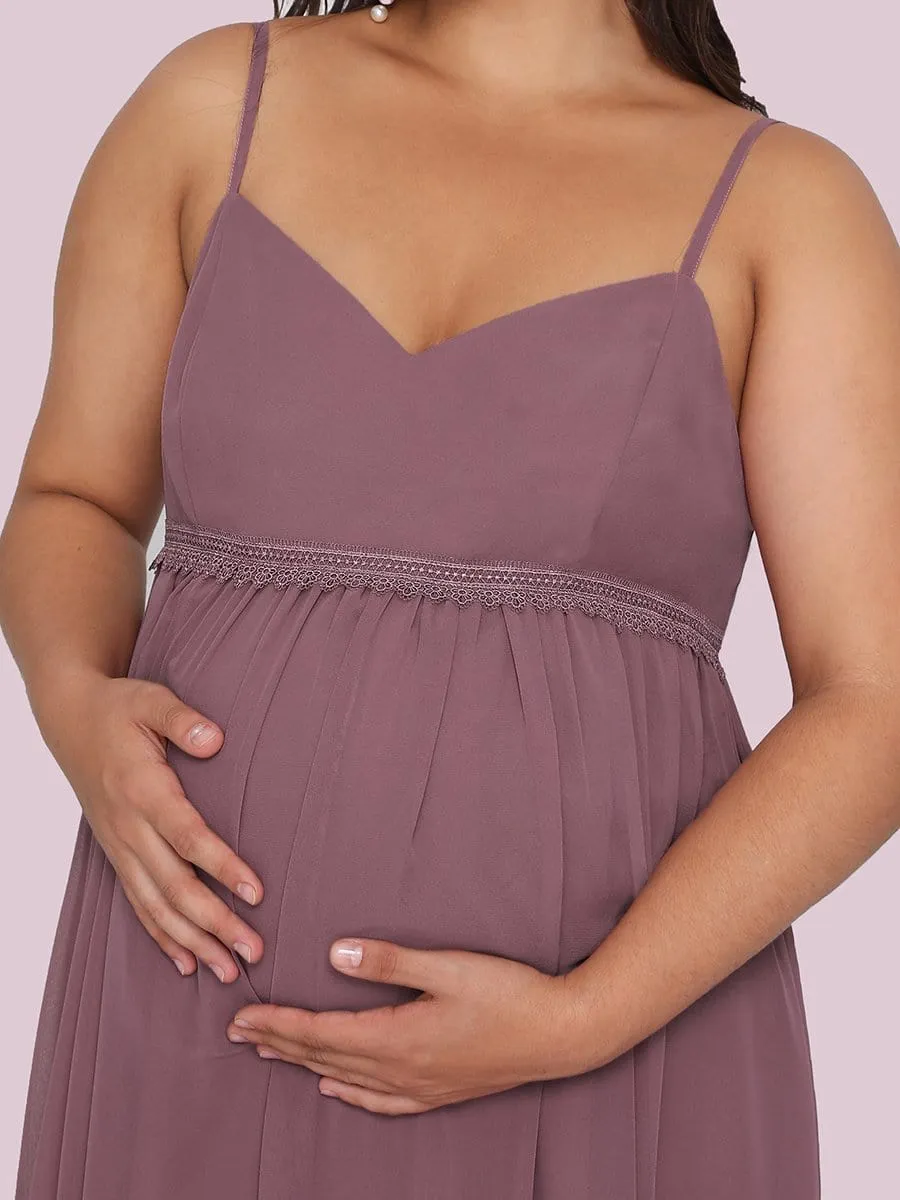 Plus Size Spaghetti Strap V-Neck A-Line Maternity Dress