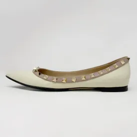 Valentino Ivory Patent Rockstud Flats 36.5