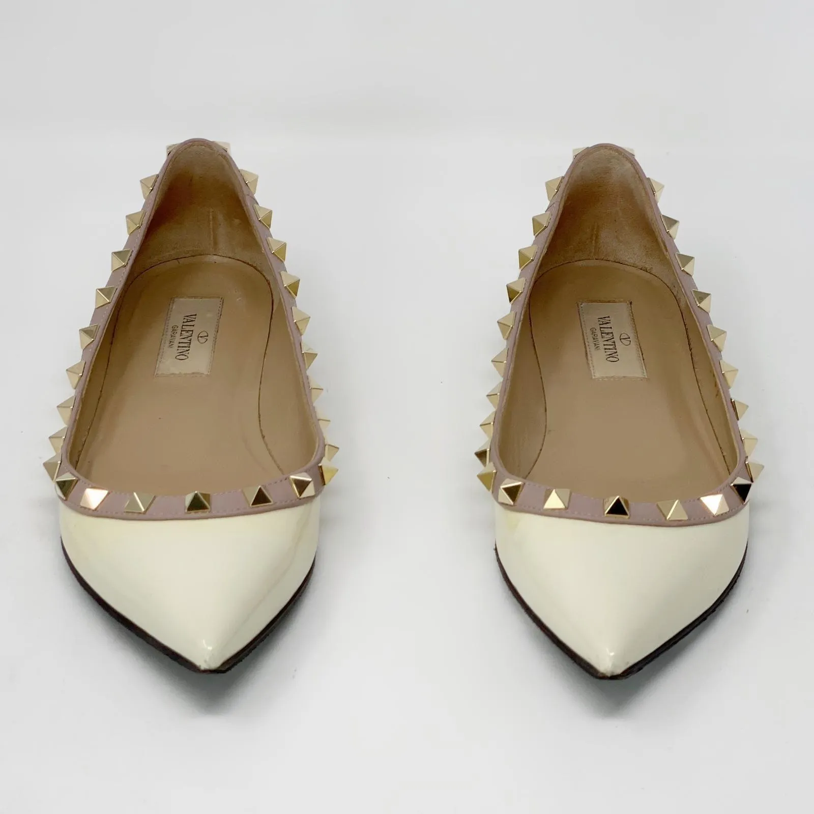 Valentino Ivory Patent Rockstud Flats 36.5