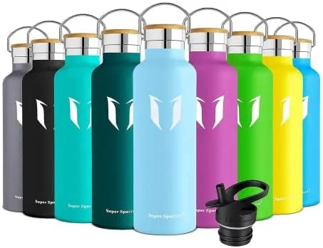 Water Bottle with Straw - 17 oz/25 oz/32 oz - Reusable Insulated Leak Proof  BPA-Free Stainless Steel Water Bottles