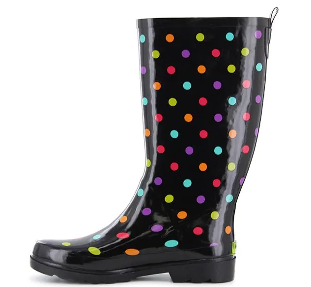 Women's Dot City Tall Rain Boot - Black